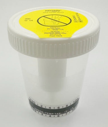 120ml Vacuum Urine Cup White lid and needle housing, label on lid
