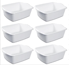 STERILITE Plastic Rectangular Dish Pan, White, Pack of 6