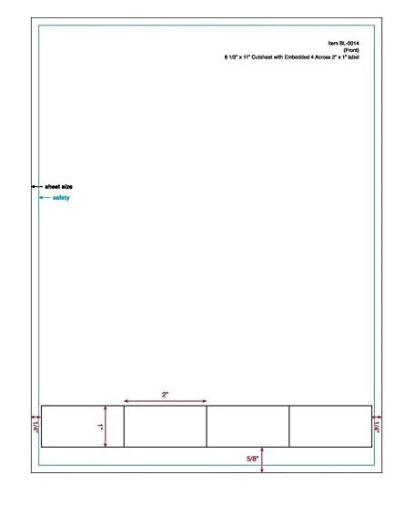 2" x 1" Integrated Laser Label Form Sheets | Paper , 4 Across Labels (Carton of 1000)