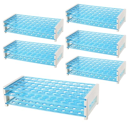 6 Pack Plastic Test Tube Rack, 50 Holes Test Tube Rack Holder for 13/16mm Tubes