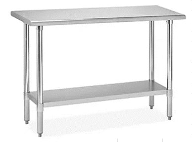 Stainless Steel Worktable, 48" x 18" work space with a bottom shelf, weight capacity is 600 lbs.