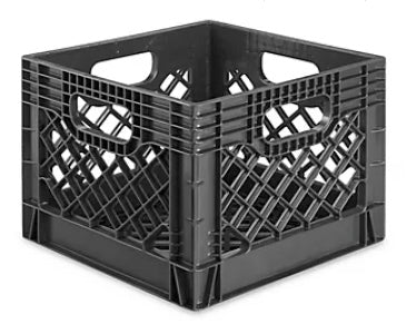 Rigid Milk Crate, 12" x 12" x 10 1/2", 40 lb weight capacity (requires 3 crate minimum purchase)