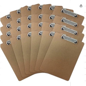 Letter Size Clipboard Low Profile Clip Hardboard (Pack of 24)